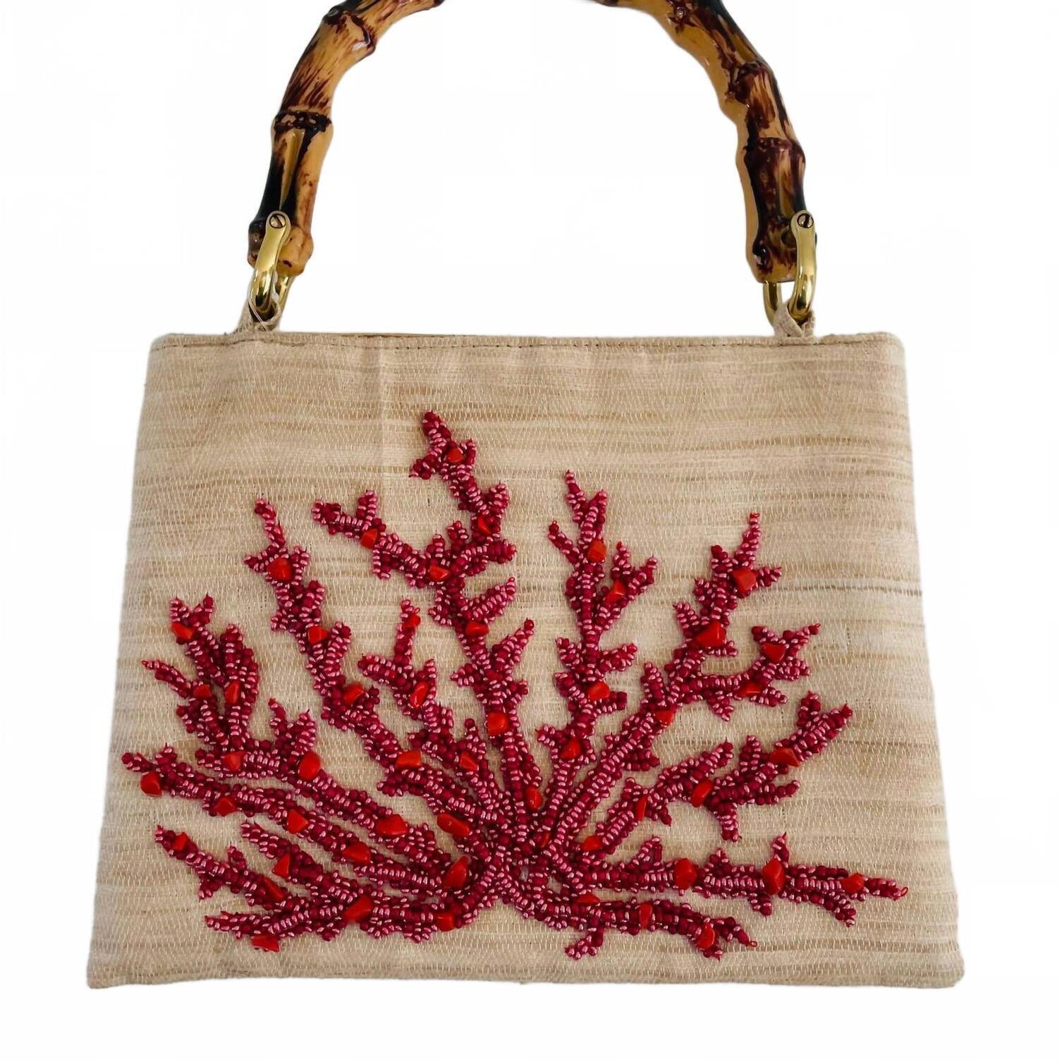 New Tiana Designs Women's Bamboo Handle Coral Bag In Red